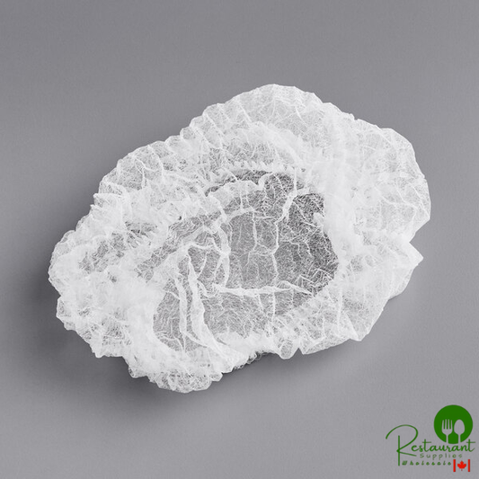 24" White Pleated Disposable Polypropylene Bouffant Cap By Prime- 1,000/Case