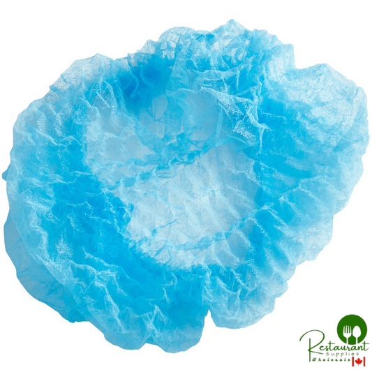 24" Blue Pleated Disposable Polypropylene Bouffant Cap  By Prime- 1,000/Case