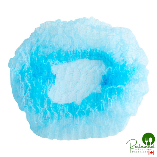 21" Blue Pleated Disposable Polypropylene Bouffant Cap By Prime- 1,000/Case