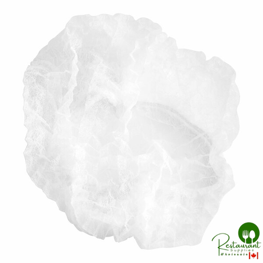21" White Pleated Disposable Polypropylene Bouffant Cap By Prime- 1,000/Case
