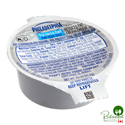 Philadelphia Reduced Fat Cream Cheese Spread Portion Cup 0.75 oz. - 100/Case
