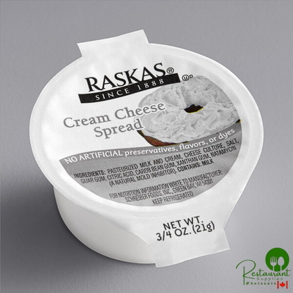 Raskas Cream Cheese Spread Portion Cups 0.75 oz. - 100/Case
