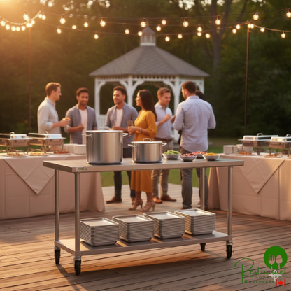 24" x 72" 18 Gauge 304 Stainless Steel Commercial Work Table with 4" Backsplash, Galvanized Legs, Undershelf, and Casters By Prime