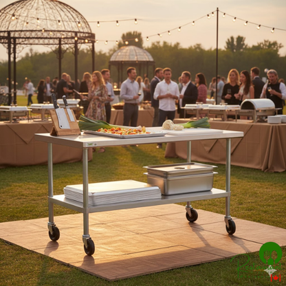 30" x 60" 18-Gauge 304 Stainless Steel Commercial Work Table with Galvanized Legs, Undershelf, and Casters By Prime