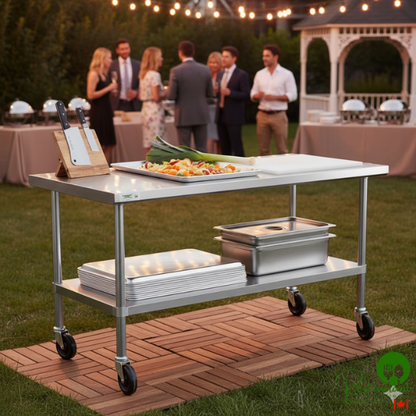 30" x 60" 16-Gauge 304 Stainless Steel Commercial Work Table with Undershelf and Casters By Prime