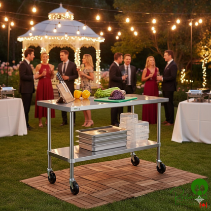 24" x 72" 16-Gauge 304 Stainless Steel Commercial Work Table with Undershelf and Casters By Prime