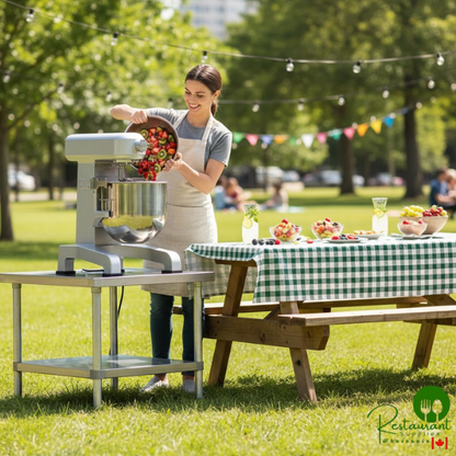 30" x 30" 18-Gauge Stainless Steel Mixer Table with Galvanized Legs and Undershelf By Prime