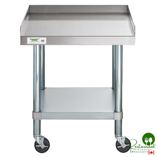 24" x 24" 16 Gauge Stainless Steel Equipment Stand with Galvanized Undershelf and Casters By Prime