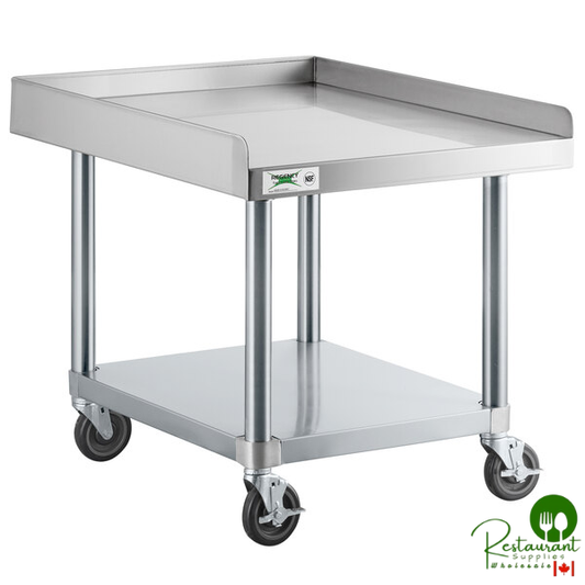 30" x 24" 16 Gauge Stainless Steel Equipment Stand with Galvanized Undershelf and Casters By Prime