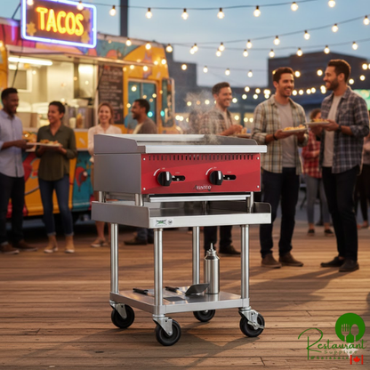30" x 24" 16 Gauge Stainless Steel Equipment Stand with Galvanized Undershelf and Casters By Prime