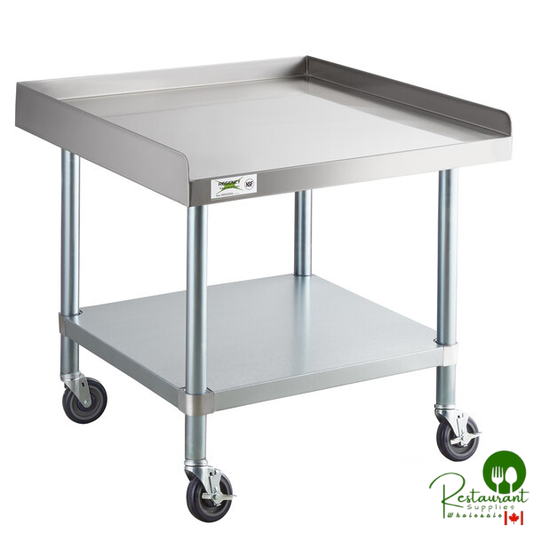 30" x 30" 16 Gauge Stainless Steel Equipment Stand with Galvanized Undershelf and Casters By Prime