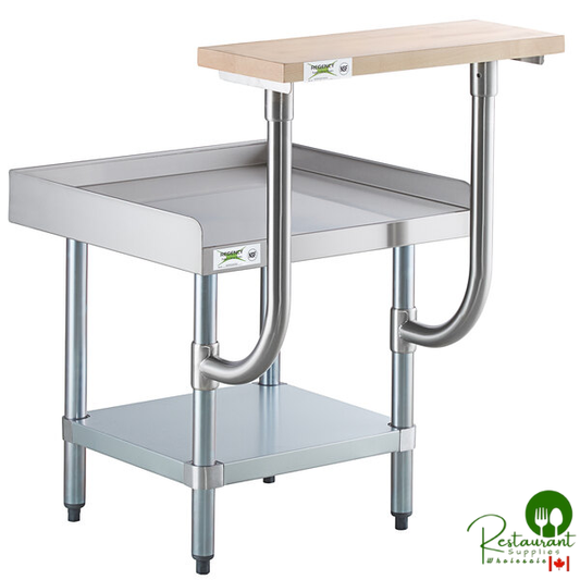 24" x 24" 16-Gauge Stainless Steel Equipment Stand with Galvanized Undershelf and 10" Wooden Adjustable Cutting Board By Prime