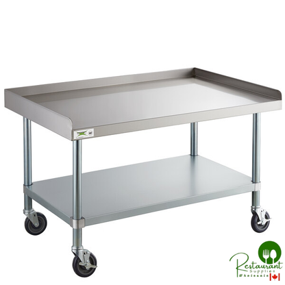 30" x 48" 16 Gauge Stainless Steel Equipment Stand with Galvanized Undershelf and Casters By Prime