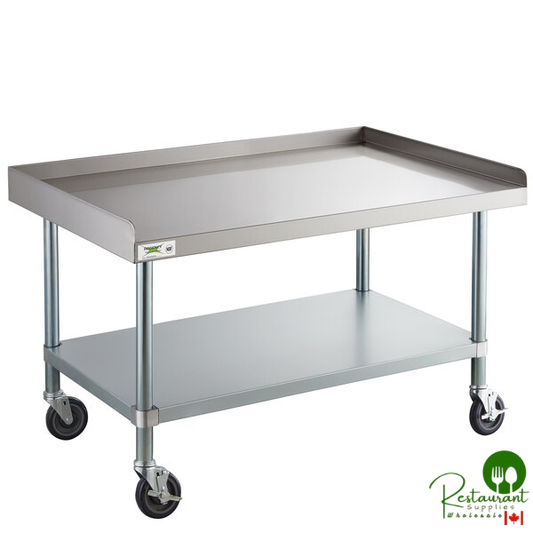 30" x 48" 16 Gauge Stainless Steel Equipment Stand with Galvanized Undershelf and Casters By Prime