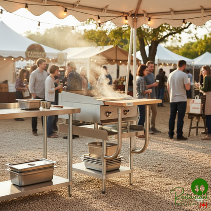 30" x 24" 16-Gauge Stainless Steel Equipment Stand with Galvanized Undershelf and 10" Wooden Adjustable Cutting Board By Prime