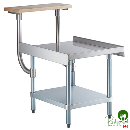 30" x 24" 16-Gauge Stainless Steel Equipment Stand with Galvanized Undershelf and 10" Wooden Adjustable Cutting Board By Prime