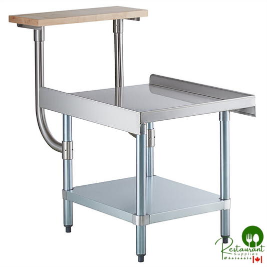 30" x 24" 16-Gauge Stainless Steel Equipment Stand with Galvanized Undershelf and 10" Wooden Adjustable Cutting Board By Prime