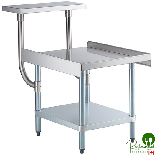 30" x 24" 16-Gauge Stainless Steel Equipment Stand with Galvanized Undershelf and 10" Stainless Steel Adjustable Work Surface By Prime