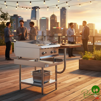 30" x 24" 16-Gauge Stainless Steel Equipment Stand with Galvanized Undershelf and 10" Stainless Steel Adjustable Work Surface By Prime