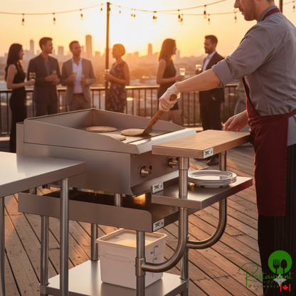 30" x 24" 16-Gauge Stainless Steel Equipment Stand with Galvanized Undershelf, 10" Plate Shelf, and 10" Stainless Steel Adjustable Work Surface By Prime