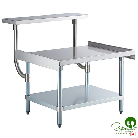 30" x 36" 16-Gauge Stainless Steel Equipment Stand with Galvanized Undershelf and 10" Stainless Steel Adjustable Work Surface By Prime