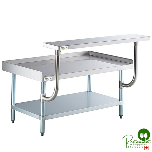 30" x 48" 16-Gauge Stainless Steel Equipment Stand with Galvanized Undershelf and 10" Stainless Steel Adjustable Work Surface By Prime