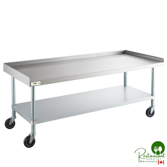 30" x 72" 16 Gauge Stainless Steel Equipment Stand with Galvanized Undershelf and Casters By Prime
