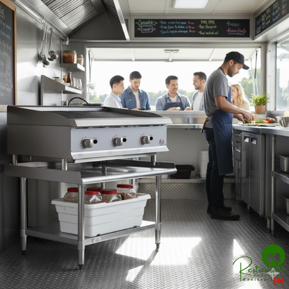 30" x 36" 18-Gauge Stainless Steel Equipment Stand with Undershelf and Galvanized Legs By Prime