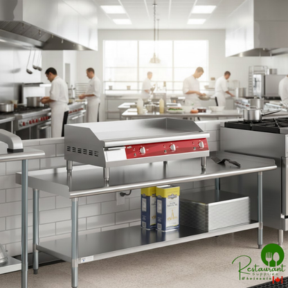 24" x 72" 18 Gauge Stainless Steel Equipment Stand with Galvanized Steel Undershelf and Legs By Prime