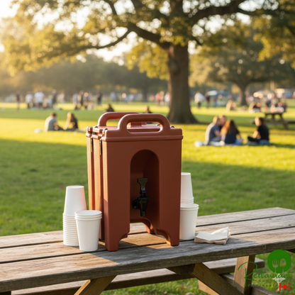 Cambro 100LCD402 Camtainer® 1.5 Gallon Brick Red Insulated Beverage Dispenser