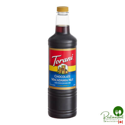 Torani Chocolate Macadamia Nut Flavoring Syrup Plastic Bottle 1 Liter - 6/Case