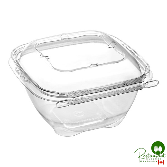 Inline Plastics Safe-T-Chef 24 oz. Tamper-Resistant, Tamper-Evident Vented Square Hinged Container with Dome Lid - 240/Case