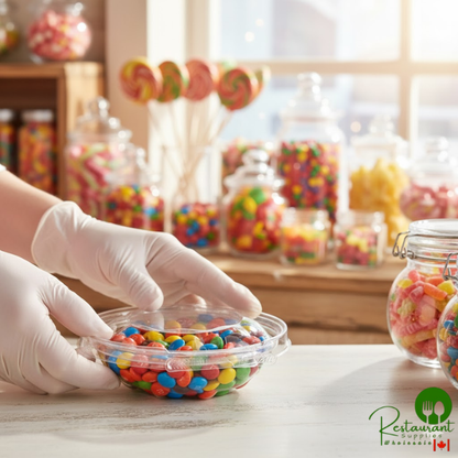 Inline Plastics Safe-T-Fresh 8 oz. Tamper-Resistant, Tamper-Evident Bowl with Hinged Dome Lid - 240/Case