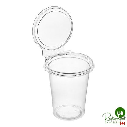 Inline Plastics Safe-T-Fresh 32 oz. Tamper-Resistant, Tamper-Evident Round Hinged Container with Flat Lid - 240/Case