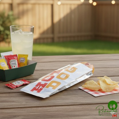 Bagcraft 3 1/2" x 1 1/2" x 8 1/2" Printed Foil Hot Dog Bag - 1,000/Case