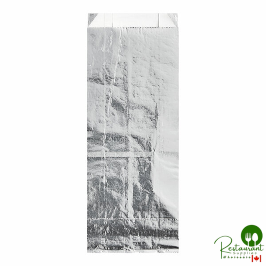 Bagcraft 3 1/2" x 1 1/2" x 8 1/2" Silver Foil Hot Dog Bag - 1,000/Case