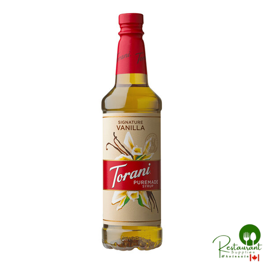 Torani Puremade Signature Vanilla Flavoring Syrup 750 mL Plastic Bottle - 4/Case