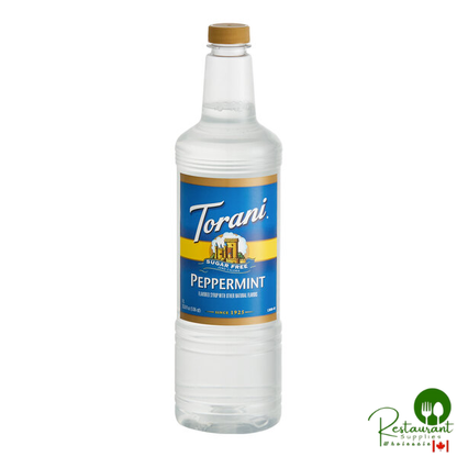 Torani Sugar-Free Peppermint Flavoring Syrup Plastic Bottle 1 Liter - 6/Case