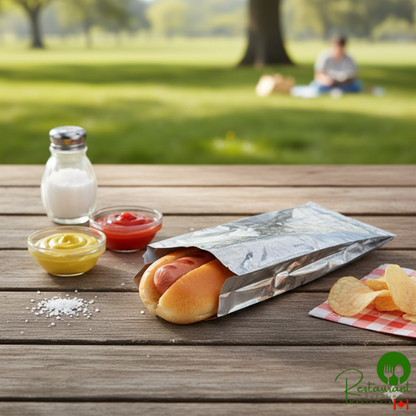 Bagcraft 3 1/2" x 1 1/2" x 8 1/2" Silver Foil Hot Dog Bag - 1,000/Case