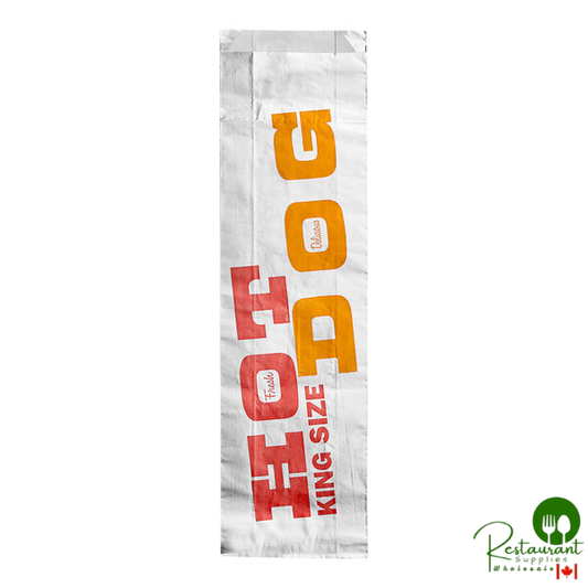 Bagcraft 3 1/2" x 1 1/2" x 12" Printed King Size Foil Hot Dog Bag - 1,000/Case