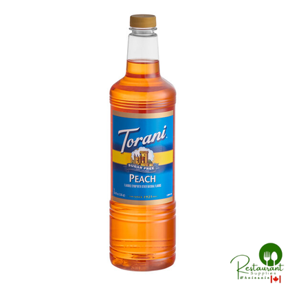 Torani Sugar-Free Peach Flavoring / Fruit Syrup Plastic Bottle 1 Liter - 6/Case