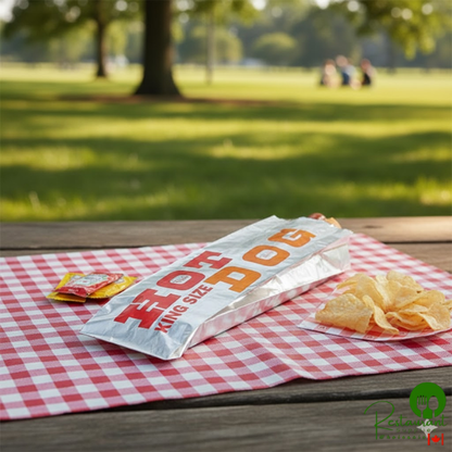 Bagcraft 3 1/2" x 1 1/2" x 12" Printed King Size Foil Hot Dog Bag - 1,000/Case