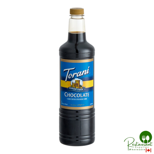 Torani Sugar-Free Chocolate Flavoring Syrup Plastic Bottle 1 Liter - 6/Case
