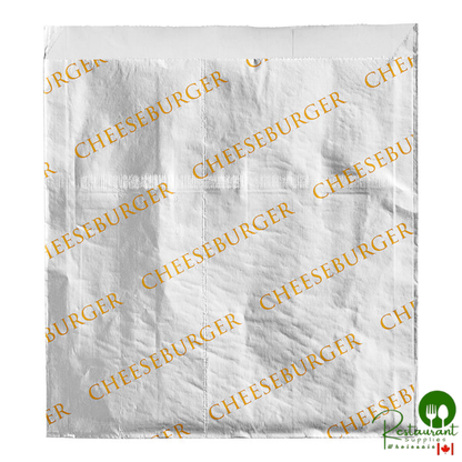 Bagcraft 6" x 3/4" x 6 1/2" Printed Foil Cheeseburger Bag - 1,000/Case