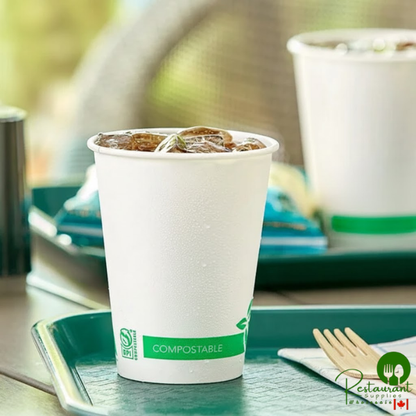 12 oz. Compostable PLA Paper Cold Cup By Prime- 1,000/Case