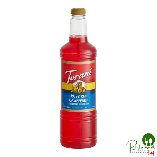 Torani Ruby Red Grapefruit Flavoring / Fruit Syrup Plastic Bottle 1 Liter - 6/Case