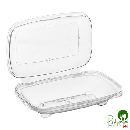 Inline Plastics Safe-T-Chef 24 oz. Tamper-Resistant, Tamper-Evident Rectangular Hinged Container with Dome Lid - 136/Case