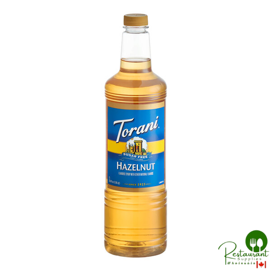 Torani Sugar-Free Hazelnut Flavoring Syrup Plastic Bottle 1 Liter - 6/Case