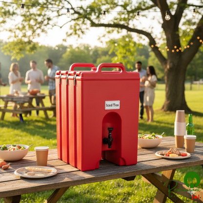 Cambro 1000LCD158 Camtainer® 11.75 Gallon Hot Red Insulated Beverage Dispenser