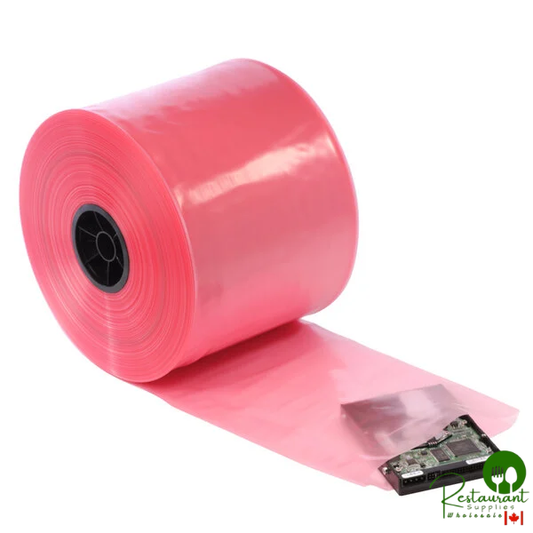 12" x 750' 4 Mil Pink Anti-Static Polyethylene Layflat Tubing on a Roll By Prime